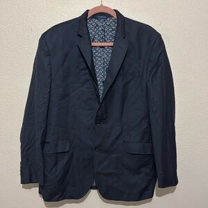 Ted Baker Men's Navy and Blue Tailored 100% Wool Mock Neck Blazer